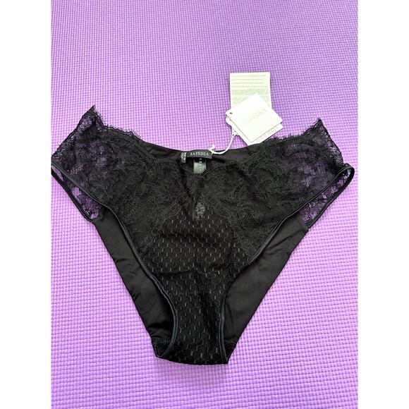 $270 La Perla Briefs Black Sz L Lace Underwear Panties Honeycomb Shadows Large - Picture 2 of 8